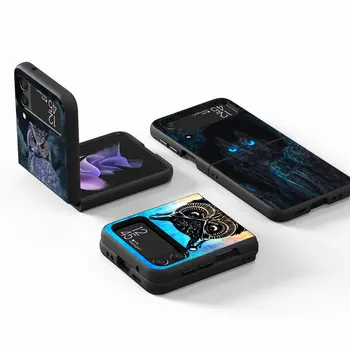 Animal Owl Чехол для Samsung Galaxy Z Flip 3 4 5G Flip4 Flip3 Черный жесткий корпус для телефона для ПК Zflip3 Zflip4 Защитный чехол - Изображение 2  