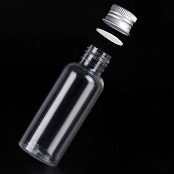 50 шт. 5 мл 10 мл 30 мл 50 мл 100 мл пластиковая бутылка алюминиевая крышка прозрачная бутылка для образцов лосьона пустой косметический контейнер для путешествий - Изображение 2  