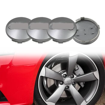 60 мм 4 шт. Черно-серые хромированные крышки ступиц колес Логотип Эмблема для Audi A3 A4 A5 A6 A7 A8 Q5 R8 S4 S5 S6 4B0601170A - Изображение 2  