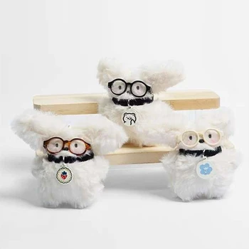 Мягкий плюшевый кулон для собак Белый животный очки Брелок Авто Рюкзак Декоры - Изображение 2  