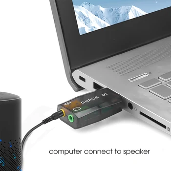 USB Звуковая карта Внешняя мини-звуковая карта Интерфейс USB на 3,5 мм Стерео аудиоадаптер для Win 7 8 Android Динамик Ноутбук Гарнитура - Изображение 2  