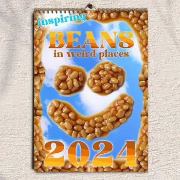 2024 Забавный настенный календарь Странный уродливый забавный настенный календарь Календарь на 2024 год Настенные календари Подвесной ежемесячный настенный календарь Bean's - Изображение 2  