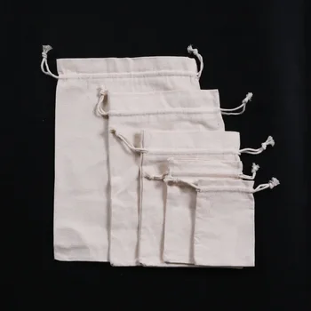 Холщ белый мешок общего назначения на шнурке пустой рисовый мешок пучок рот упаковка хлопчатобумажная сумка сумка для ювелирных изделий - Изображение 2  