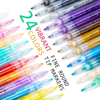 24 цвета акриловые ручки для рисования 0,7 мм Очень тонкие маркеры для наскальной живописи Принадлежности для рукоделия для ткани Камень Керамика - Изображение 2  