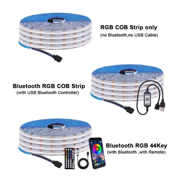 Bluetooth COB Светодиодная лента 5 В USB 576 светодиодов / м RGB Светодиодная лента Гибкая подсветка телевизора CRI RA90 COB Светодиодная лента Светильник с регулируемой яркостью Декор комнаты - Изображение 2  