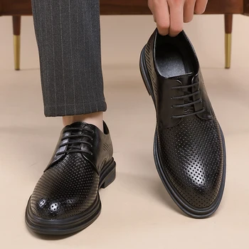 PARZIVAL Деловая обувь на шнуровке, мужская черная натуральная кожа, наружные мокасины, мужская формальная повседневная обувь, новая Zapatos de Vestir Hombre - Изображение 2  