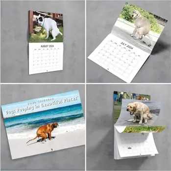 2024 Календарь Собака Какает Ежемесячный Настенный Календарь Подвесной Бумажный Календарь Декоративный Для Гостиной Отель Хостел Питание Рождество - Изображение 2  