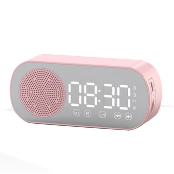  Беспроводной Bluetooth-динамик Часы Радио Поддержка двойного будильника Поддержка TF Карта Саундбар Цифровая сигнализация Офис Розовый - Изображение 2  