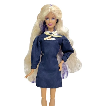 NK Official 1 шт. Одежда для куклы в сочетании с официальной одеждой темно-синяя рубашка с воротником стоячий воротник платье с рукавом принцессы для куклы Барби - Изображение 2  
