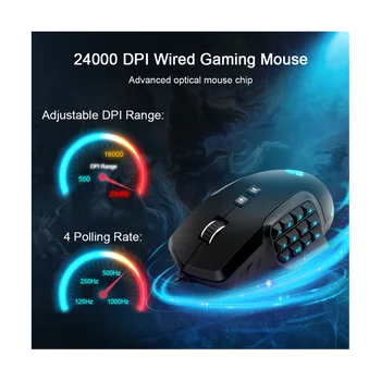 USB Проводная RGB игровая мышь 24000 DPI 16 кнопок программирования Игровые оптические мыши для компьютера, ПК, ноутбука - Изображение 2  