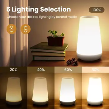 Настольная лампа Прикроватная лампа для спальни 13 Изменение цвета Сенсорный ночник RGB Пульт дистанционного управления с регулируемой яркостью USB Перезаряжаемый портативный комнатный светильник - Изображение 2  