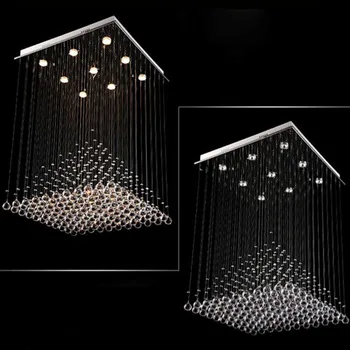 Modern Quadrate K9 Crystal Fish-type line Светодиодная люстра Лампы в форме пирамиды Лестница Гостиная спальня - Изображение 2  