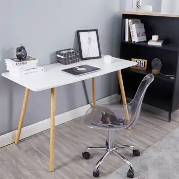 Urban Shop Акриловый и металлопрокатный Высоконесущий прочный, стабильный и долговечный серебряный офисный стул - Изображение 2  