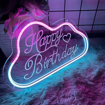 С днем рождения неоновая вывеска 30 * 19 см световой знак для украшения вечеринки по случаю дня рождения USB Cloud Kids Gift с поддержкой переключателя на заказ - Изображение 2  