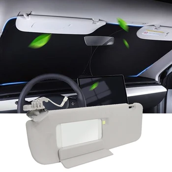 1490405-01-B Левый солнцезащитный козырек со стороны водителя с зеркальным освещением для Tesla Model 3 / Y 2017-2023 - Изображение 2  