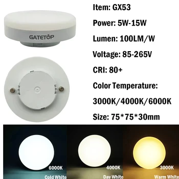 1-10 шт. GX53 Светодиодный прожектор широкий Напряжение AC85-265 В 5-15 Вт Дерзкий источник света шкаф шкаф светильник Дерзкая решетка открытая коробка светильник - Изображение 2  