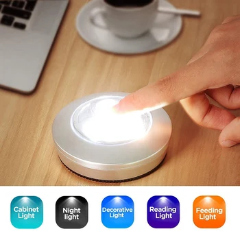 5 Pack LED Беспроводная ночная лампа с питанием от батареи Stick-On Push Safe Lights Для прихожей, кухни, спальни, ванной комнаты, шкафов - Изображение 2  