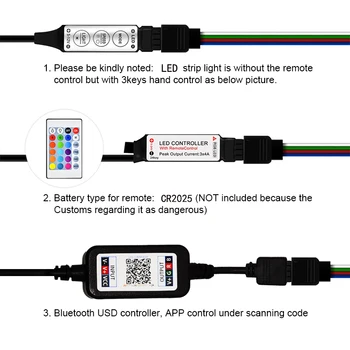 RGB Светодиодная лента APP Управление цветом Освещение с 24 клавишами Дистанционный режим для украшения комнаты Bluetooth TV SMD5050 RGB - Изображение 2  