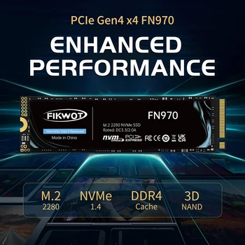 Fikwot FN970 M.2 SSD 1 ТБ 2 ТБ 7400 МБ/с PCIe 4.0x4 NVMe 1.4 с радиатором DRAM Кэш Внутренний твердотельный накопитель для настольного ПК PS5 - Изображение 2  