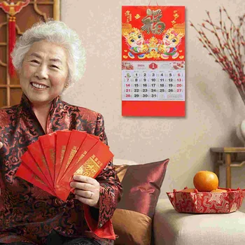 2024 Китайская стена Лунный календарь Ежедневный календарь Дракон Традиционный китайский календарь фэншуй Новый год Висячий - Изображение 2  