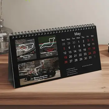 2024 Настольный календарь Формулы-1 Календарь гоночного автомобиля Формулы-1 Легкое планирование Ежедневное расписание Планировщик Двухпроводная привязка Гоночный календарь для жизни - Изображение 2  