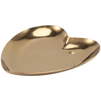 2X Сервировочная тарелка в форме сердца Металлический поднос для хранения Организовать поднос для фруктов Домашнее золото - Изображение 2  