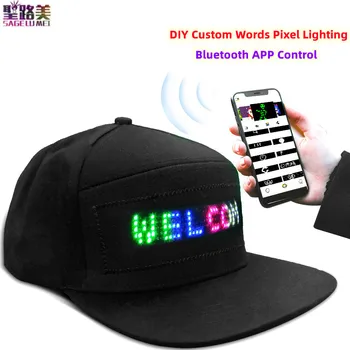 DIY Программируемое светодиодное пиксельное освещение Светящийся рекламный колпачок Перезаряжаемый Bluetooth Управление приложением Прокрутка сообщения Гибкая шляпа - Изображение 2  
