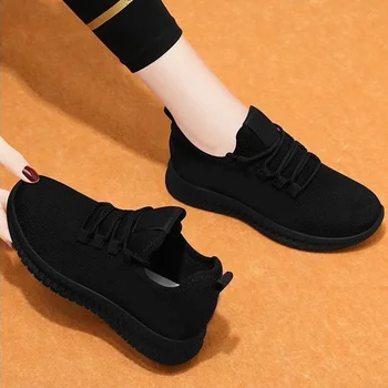 Женская дышащая нескользящая платформа Мода 2022 Осень Новая повседневная обувь Корейские кроссовки Черные кроссовки Обувь для женщин - Изображение 2  
